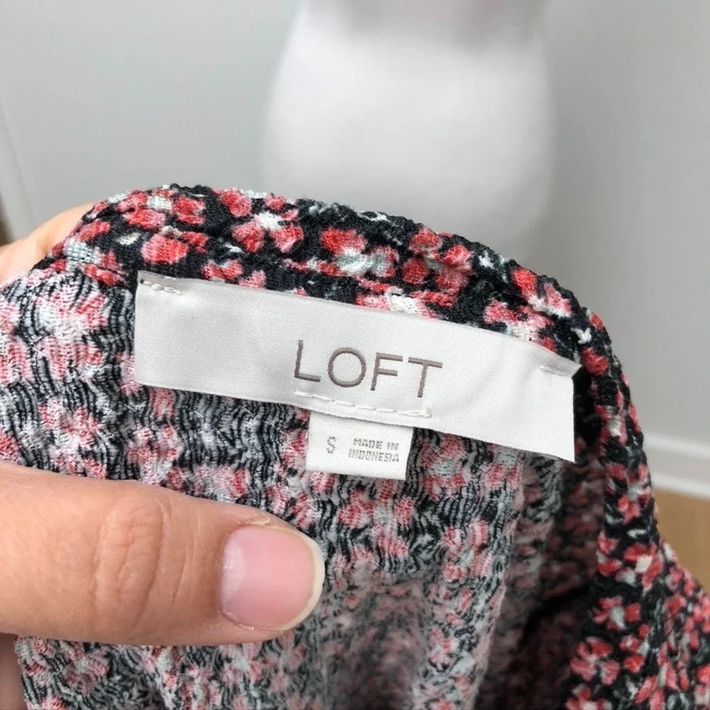 Loft Floral Puff Sleeve Top Womens Small Garden Coquette Dainty Cottagecore Boho